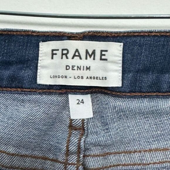Frame Women's High Rise Medium Wash Skinny Denim Blue Jeans Size 24 - Picture 6 of 9